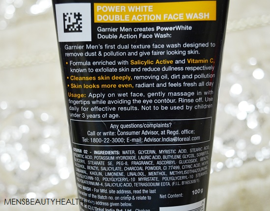 Garnier Men Power White Double Action Face wash Review 2