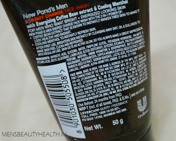 ponds men energy charge face wash review ingredients