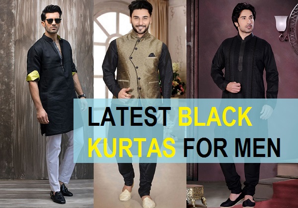 latest black kurta for men