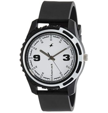 Fastrack Analog White Dial with Black Strap Men's Watch