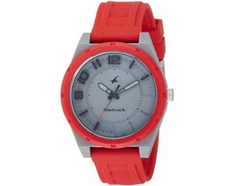 Fastrack Trendies Analog Grey Dial with Red Band Men's Watch