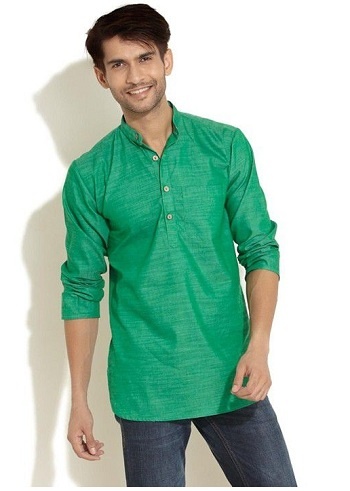 Green Short Kurta For Gents