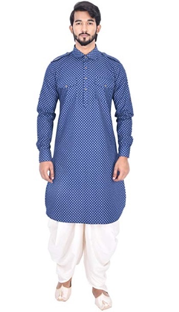 Manyavar Blue Pathani Kurta