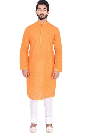 Manyavar Plain Orange Kurta