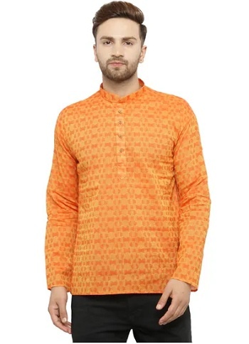 Orange Short Kurta for Men