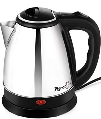 Pigeon by Stovekraft Shiny Steel 1.5-Litre Electric Kettle (Black)