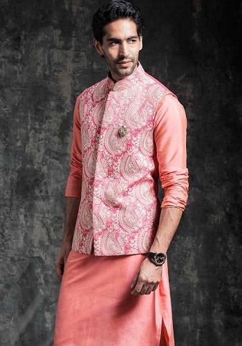 Pink Kurta and Floral jacket