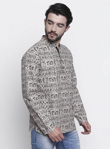 Shatranj Print Kurta For Men