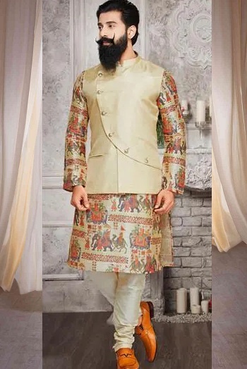 Stylish mens kurta pyjama with jacket