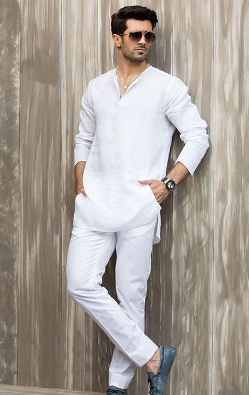 White Linen Short Kurta