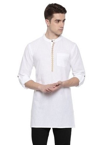 White Short Kurta For Men