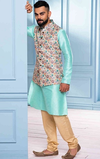 kurta pajama with floral jacket