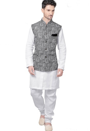 linen kurta pajama with jacket