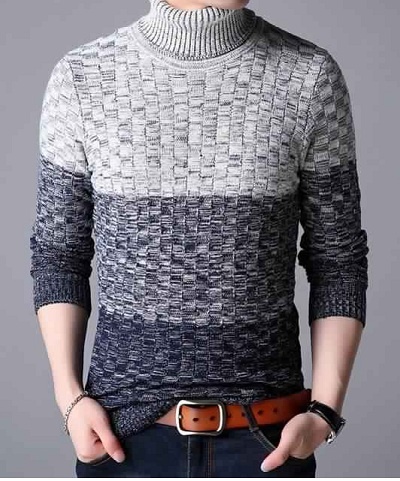 Colourblocked turtleneck sweater
