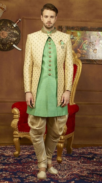 Jacket style sherwani kurta