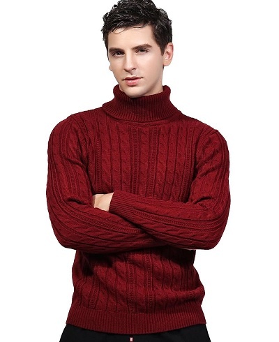 Maroon sweater in turtleneck style