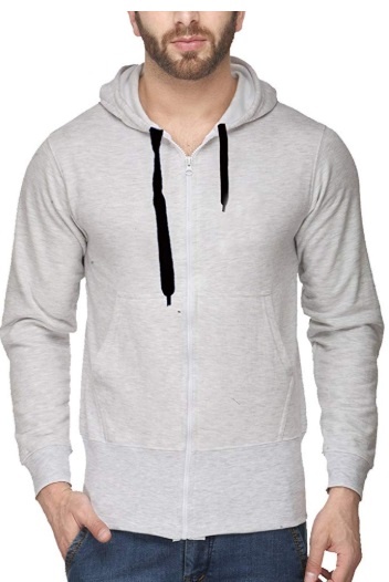 Mens Rich Cotton White Pullover Hoodie Sweatshirt