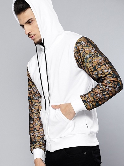 Minions printed white hoodie for men