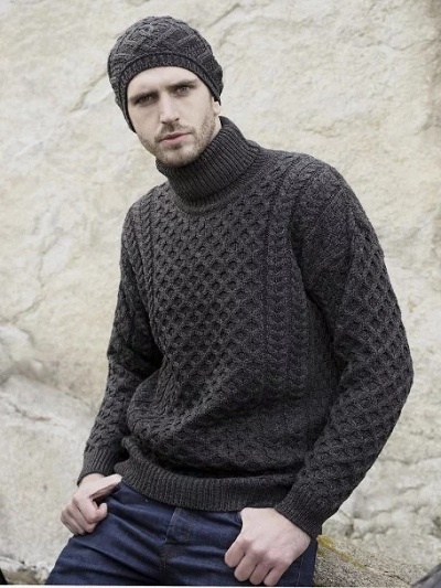 grey Turtleneck neck sweater for men