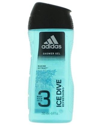 Adidas Ice Dive 3 In 1 Body, Hair And Face Shower Gel For Men