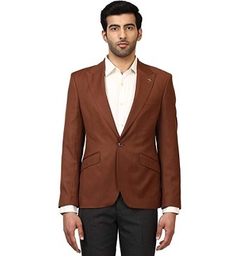 Raymond Men's Brown Lapel Slim Fit Blazer