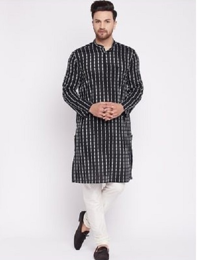 Black And White Printed Kurta