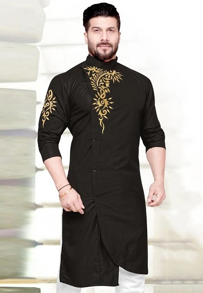 Golden Patchwork Black Kurta