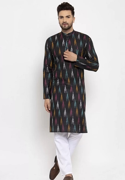 Ikkat Printed Kurta For Mens