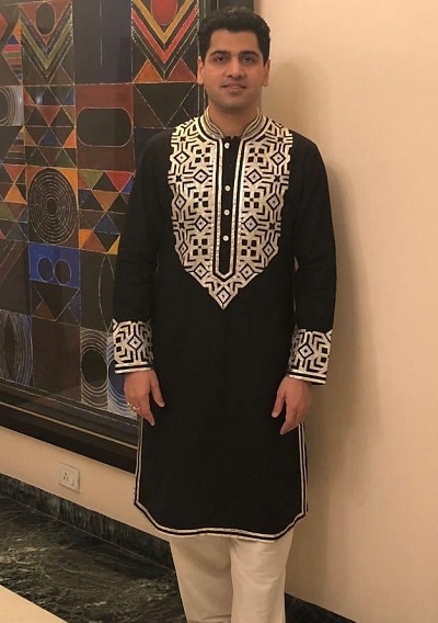 Silver Embroidered Black Stylish Kurta